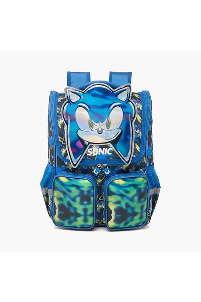 CPLG Sonic the Hedgehog Print Backpack with Adjustable Shoulder Straps and Zip Closure