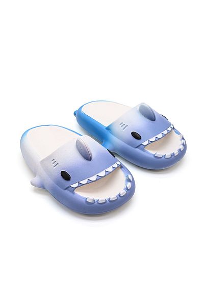 Tmall Papuci De Dama Si Copii,In forma Rechin,Cu culori in degradeu,Din spuma,PC01,Albastru