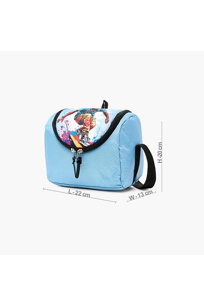 Juniors Graphic Print Lunch Bag with Adjustable Strap and Zip Closure