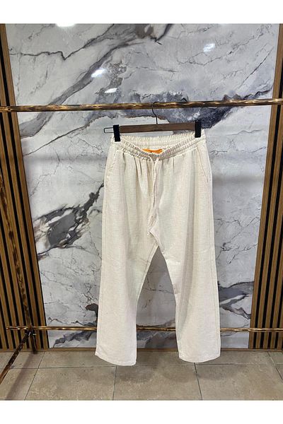 PASSWORD Men's Waist Lace-Up Cotton Linen Baggy Pants