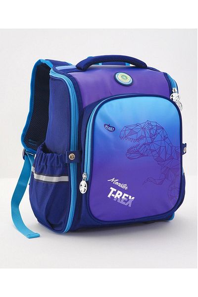 Bonfino Bonfino T-Rex School Bag, Padded Straps, Mesh Back, Dual Bottle Holders, 6 Years+, Blue - 15 Inches