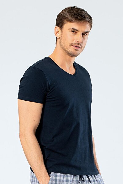 Cacharel Men's Cotton V-Neck Short Sleeve T-Shirt, 95% Cotton 5% Lycra