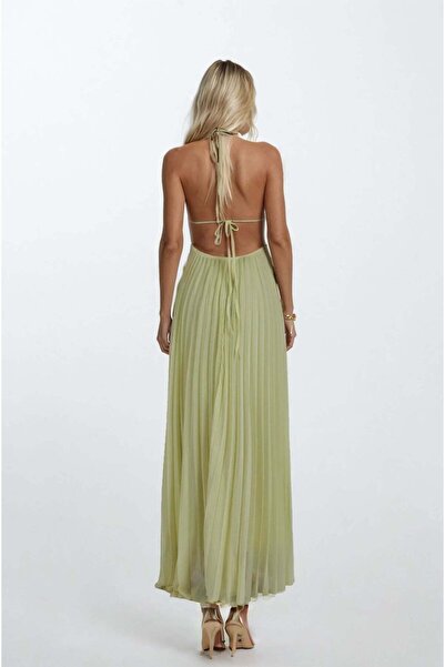 FABB Sarı Piliseli Sırt Detaylı Elbise