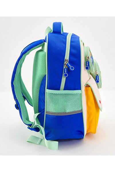 Bonfino Bonfino Cartoon School Bag with Coin Purse, Blue - 15 Inches