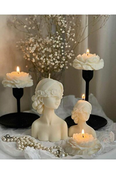SCA CANDLE Dekoratif mum Kadın +Şakaik gül Toplam 6 Parça