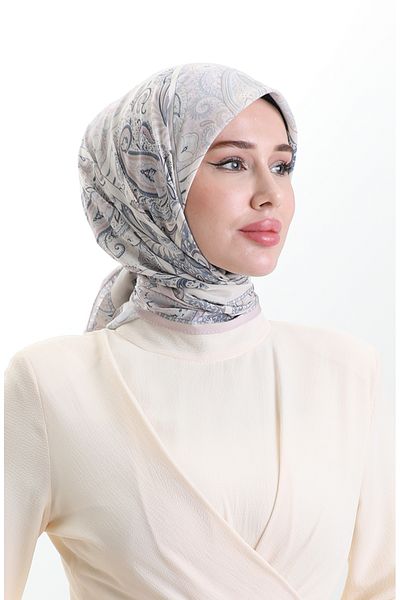 sefamerve Βαμβακερό κασκόλ Karaca Patterned 81094-02 Powder Cream