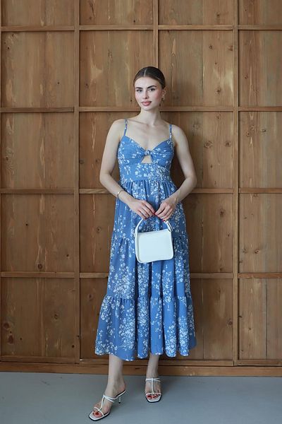 Neşeli Butik Women's Floral Dress with Chest Detail Nbnp003