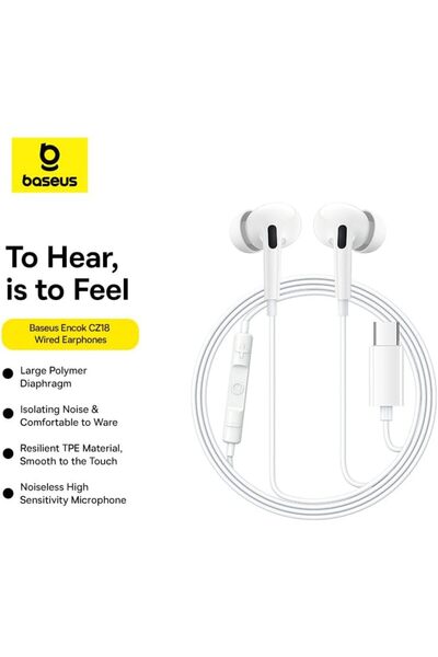 Baseus Encok CZ18 Wired Headphones White