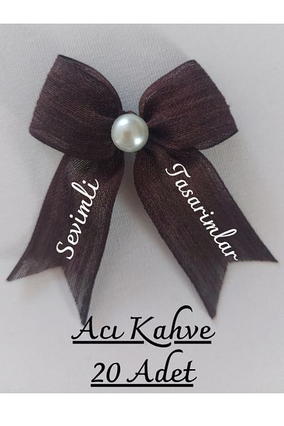 SEVİMLİ TASARİMLAR Ready Bow Pearl Detailed Naples Linen Ribbon (20 Pcs)