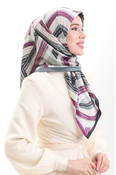 sefamerve Φουλάρι Karaca Rayon 81055-14 Μαύρο Μωβ