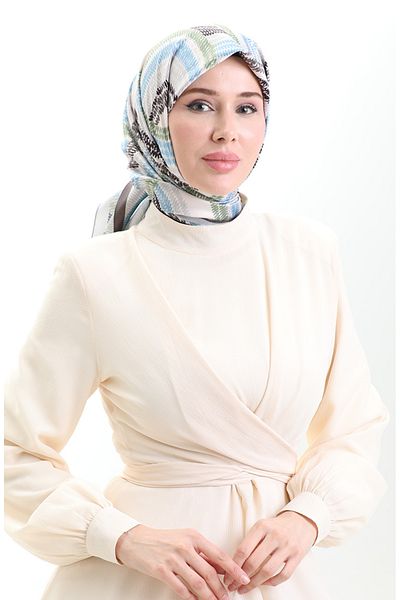 sefamerve Φουλάρι Karaca Rayon 81055-06 Μαύρο Πράσινο
