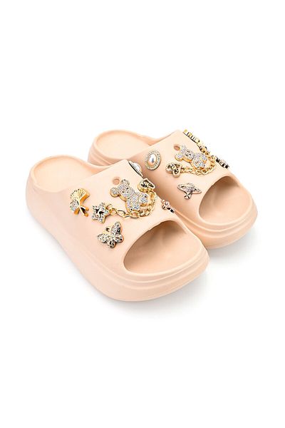 Tmall Women's Slippers, Foam, With Accessories, Lightweight, SA55, Nude