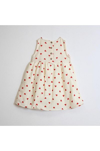 OZZY KİDS Girl's Heart Patterned Muslin Dress