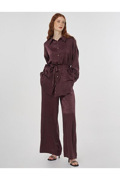 Kayra Textured Double Suit Dark Claret Red