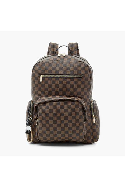 Juniors Checked Backpack with Adjustable Shoulder Straps and Zip Closure - 17 inches