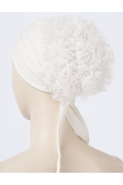 Kayra Lace Bun Bonnet Ecru