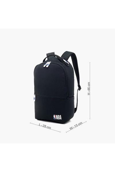 NBA Logo Print Backpack with Adjustable Straps and Zip Closure - 16 inches