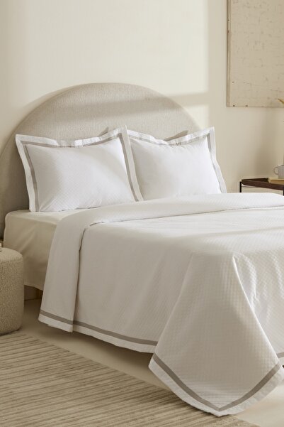 Karaca Home Doris %100 Pamuk Çift Kişilik Yatak Örtüsü Takımı Gri