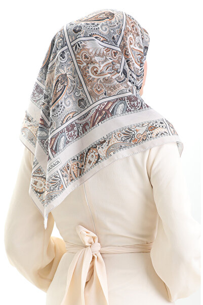 sefamerve Βαμβακερό κασκόλ Karaca με σχέδιο 81094-15 Stone