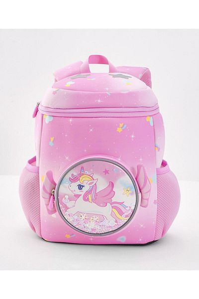 Bonfino Bonfino Unicorn Themed School Bag, Padded Shoulder Straps, Pink - 12 Inches