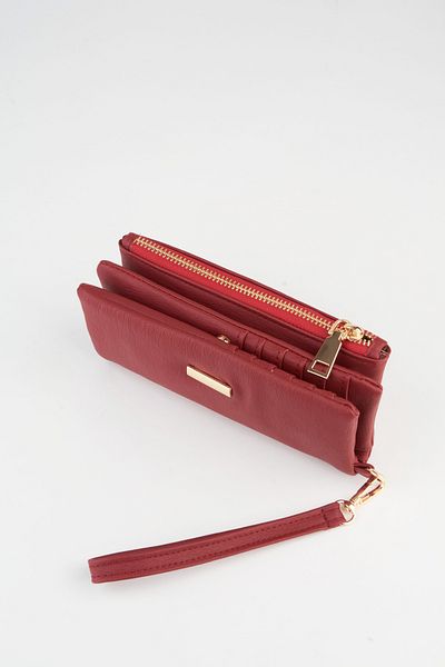 Vivaq Women's Burgundy Large Size Removable Zippered Compartment Snap Closure Faux Leather Wallet
