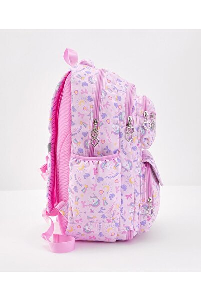 Bonfino Bonfino Unicorn School Bag, Padded Shoulder Straps, Pink - 19 Inches
