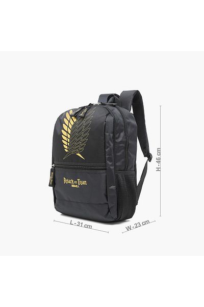 KODANSHA Attack on Titan Print Backpack with Adjustable Strap and Zip Closure - 18 inches