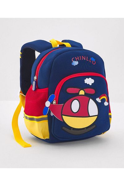 Bonfino Bonfino School Bag Helicopter Themed, Padded Straps, Blue - 12 Inches
