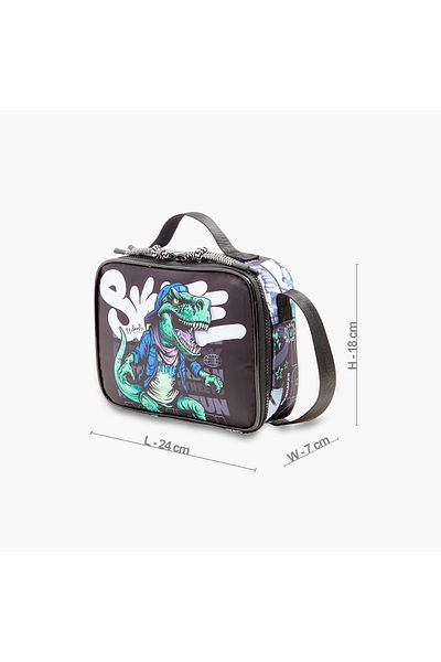 Juniors Dinosaur Print Lunch Bag with Zip Closure