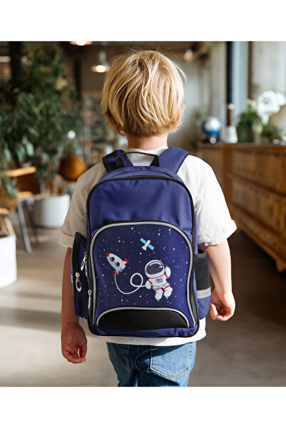 Bonfino Bonfino Astronaut Themed School Bag, Padded Straps, Mesh Back, Blue and Black - 17 Inches