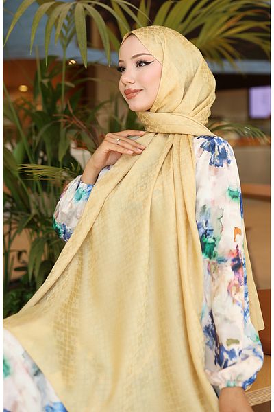sefamerve Σάλι Karaca Jacquard 81096-07 Κίτρινο