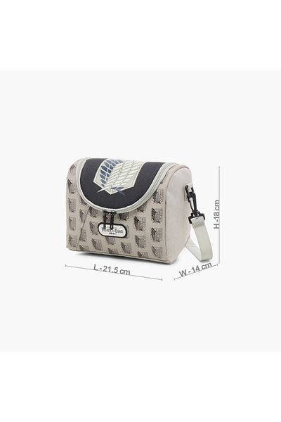 Pikaboom Attack on Titan Print Lunch Bag with Detachable Strap and Zip Closure