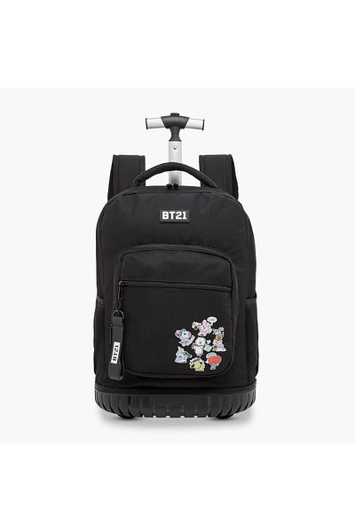 BT21 Printed Trolley Backpack with Retractable Handle - 18 inches