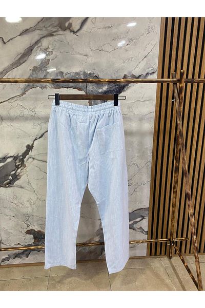 PASSWORD Men's Waist Lace-Up Cotton Linen Baggy Pants