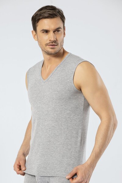 Cacharel Zero Sleeve Men's Undershirt, Sports V-Neck 95% Cotton 5% Lycra