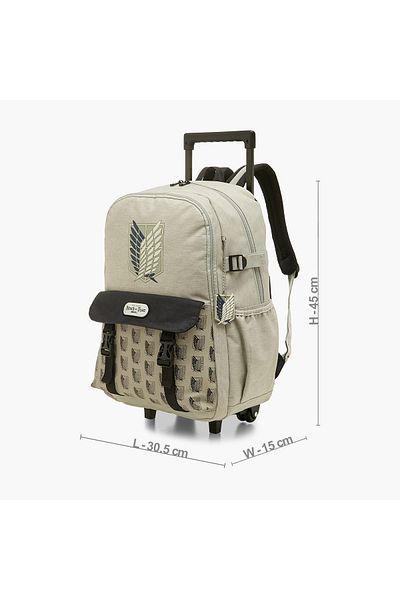Pikaboom Attack On Titans Print Trolley Backpack with Retractable Handle - 18 inches