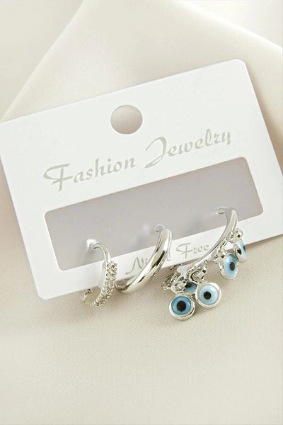 KAKTÜS JACK 3 Pieces Evil Eye Zircon Stone Earrings