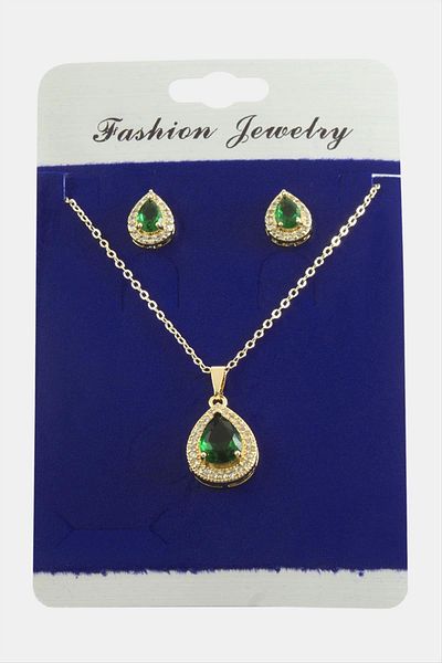 storeks Drop Zircon Stone Set Necklace