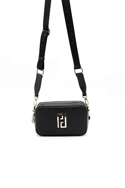 Silver Polo GEANTĂ CROSS/PIELE PIELE Geantă crossbody Polo argintie NEAGRĂ