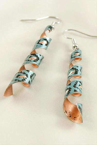 AC BOX Cylinder Copper Earrings