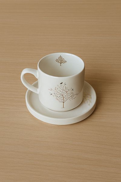 RGS HOMELİFE Gold Gilded 2 Piece Tree of Life Mug Set