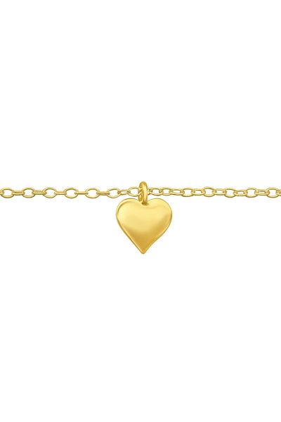 Sophia Collection Bratara de picior argint 925 placat cu aur 24K model Inima aurie