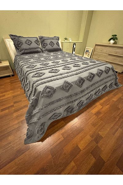 BlueMaison Boutique Chenille Oversized Bedspread Palace Anthracite