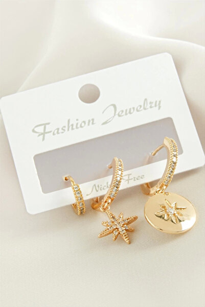 Eco Lounge 3 Pieces Star Zircon Stone Earrings