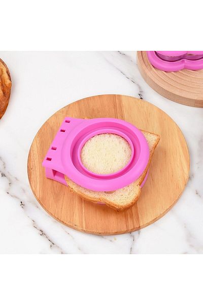 Generic Round Sandwich Cutter and Seal Tool, Plastic Bread Crust Remover, Pink, Blue, or Green