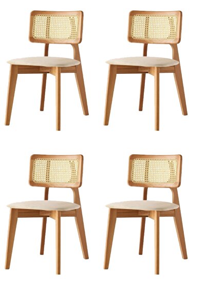 Sweet Home Masa Sandalye Kuzey Sandalye Ahşap Gürgen 4 Lü Set Cafe,Restaurant...