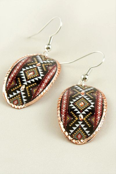 AC BOX Oval Copper Earrings