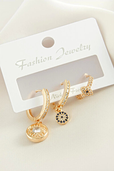 Eco Lounge 3 Pieces Eye Zircon Stone Earrings