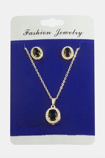 storeks Oval Zircon Stone Set Necklace