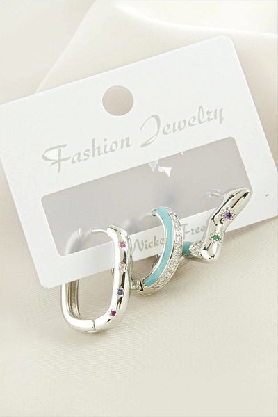 AC BOX 3 Pieces Star Zircon Stone Earrings